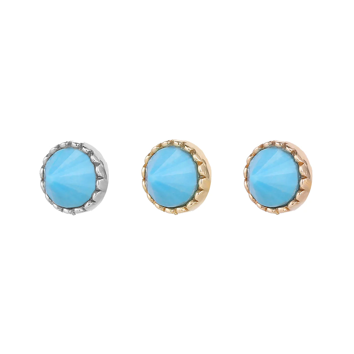 Buddha Jewelry - Round Accent Bezel Reverse Set - Turquoise